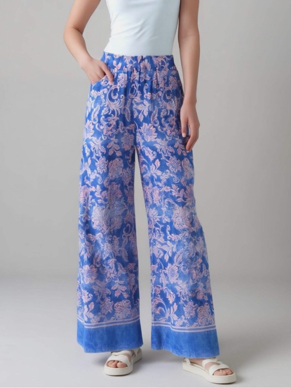 Johnny Was Florentina Wide-Leg Floral Print Pants